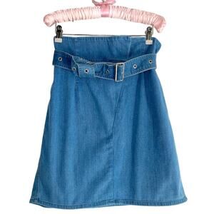 J Brand Tranquil Pleat Belted Short Denim Mini Skirt Medium